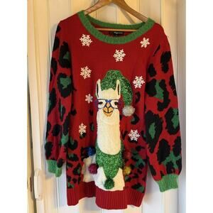 33 Degrees Women’s Size S Lama Ugly Christmas Sweater Multicolor Animal Print